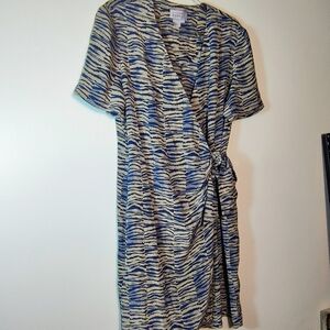 VINTAGE ADRIANNA PAPELL SILK FAUX WRAP DRESS SIZE 16